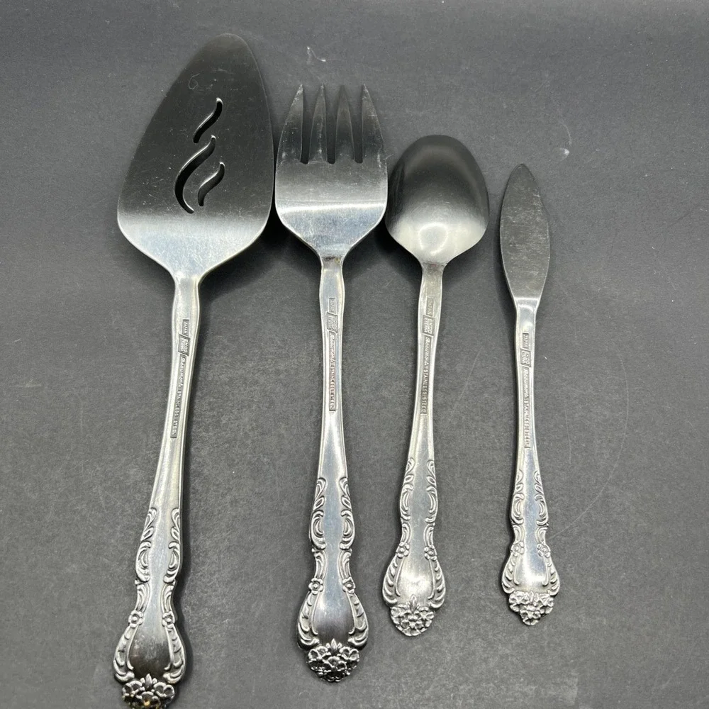 Set of 4 Vintage Ekco‎ Eterna BEAUMONT Stainless Steel Serving Pieces
